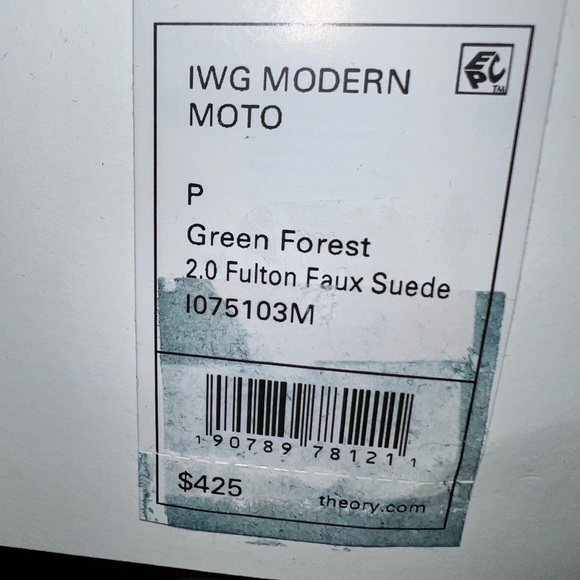 Theory Modern Moto Jacket Green Faux Suede XS NWT - Picture 10 of 10